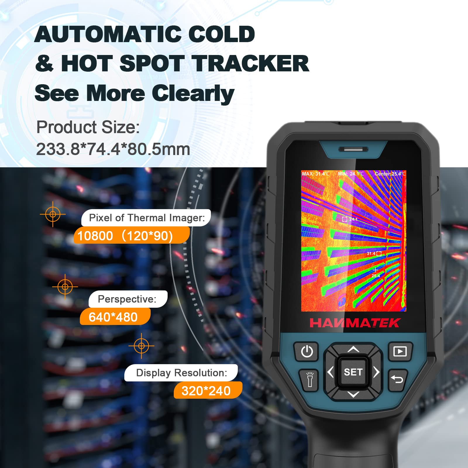 HANMATEK Thermal Camera Ti120 Imaging Tool for Temperature Anomalies, with Resolution of 120 x 90 Pixels, Temperature Range -68℉ to +752 ℉,Rechargeable Li-ion Battery