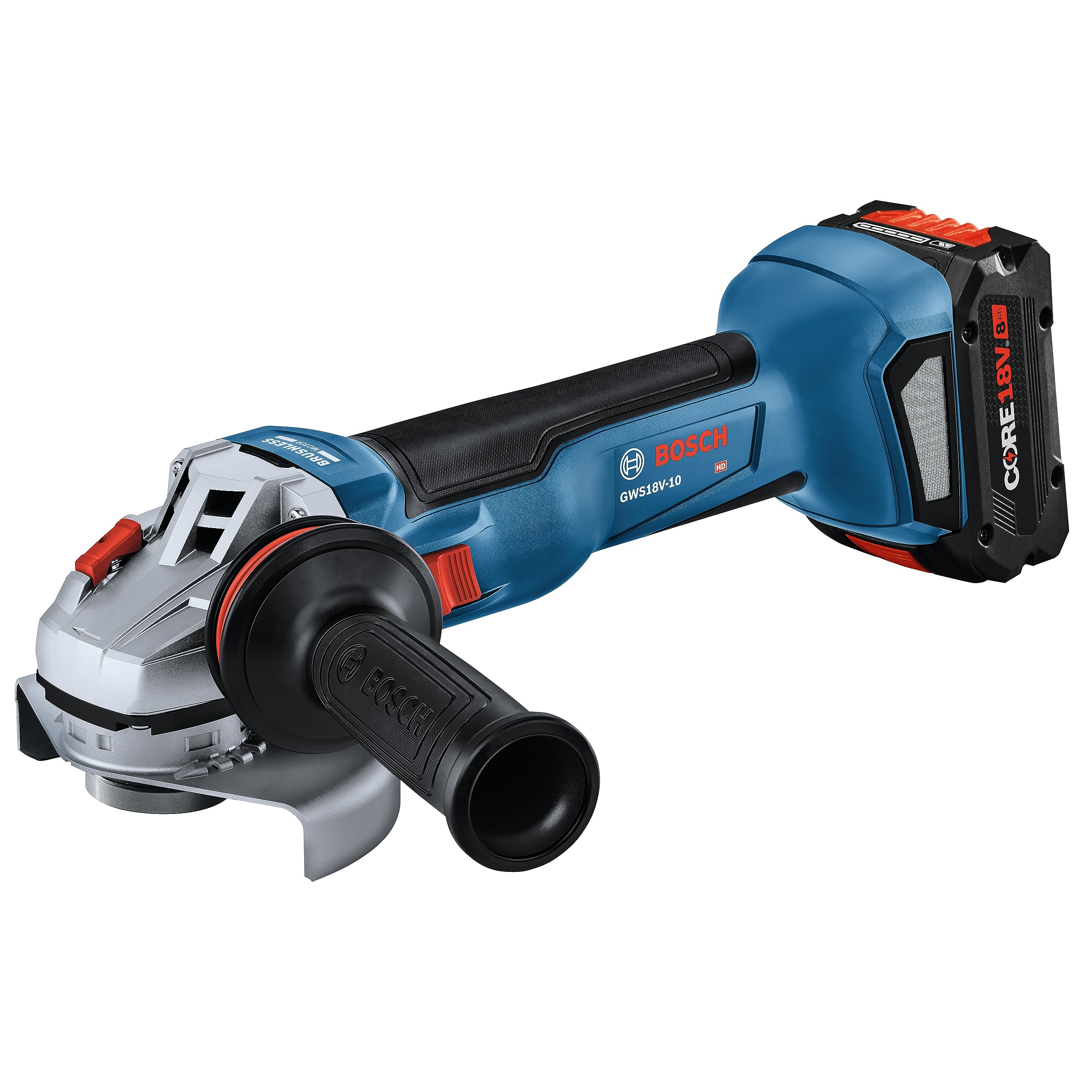 BOSCH GWS18V-10B14 18V Brushless 4-1/2 – 5 In. Angle Grinder Kit with (1) CORE18V® 8 Ah High Power Battery