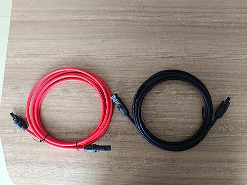 JYFT 10AWG(6mm²) Solar Extension Cable with Two-Preinstalled PV Compatible Female and Male Connector (10FT Red + 10FT Black)