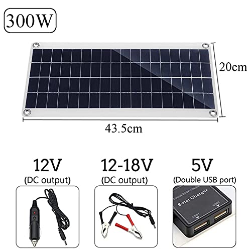 DSJ 300W Fast-Charging Solar Panel Portable Dual 12/5V Dc USB Waterproof Emergency Charging Outdoor Battery Charger for Rv