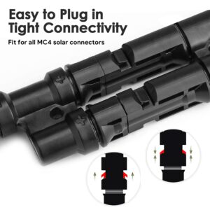 JYFT Solar Branch Connectors Y Adapters in Pair MMF+FFM for Parallel Connection Between Solar Panels, Black(1 Pair)