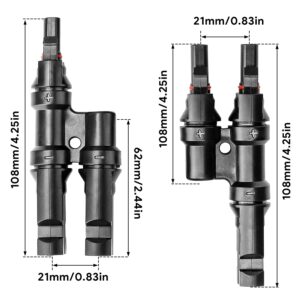 JYFT Solar Branch Connectors Y Adapters in Pair MMF+FFM for Parallel Connection Between Solar Panels, Black(1 Pair)