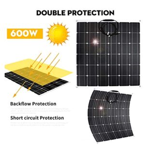 DSJ Monocrystalline Flexible Solar Panel, 100W 18V Outdoor Portable Solar Panels Efficiency 24%-26% for Homes, Rv, Boat, Uneven Surfaces