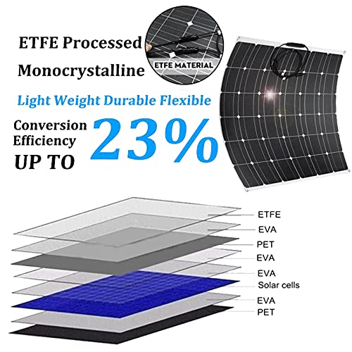 DSJ Monocrystalline Flexible Solar Panel, 100W 18V Outdoor Portable Solar Panels Efficiency 24%-26% for Homes, Rv, Boat, Uneven Surfaces