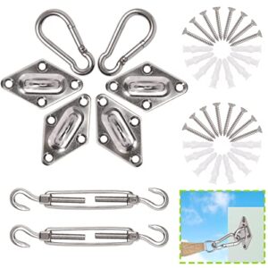 hongway 40pcs sun shade sail hardware kit, 6 inch for triangle rectangle sunshade sail installation, 304 anti-rust stainless steel, triangle shade sails accessory for garden outdoors, patio lawn