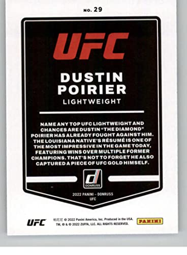 2022 Donruss UFC #29 Dustin Poirier Lightweight Official MMA Trading Card in Raw (NM or Better) Condition