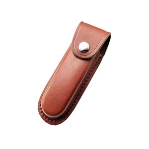 multitool sheath, leather knife sheath holster with belt loop, tactical knife pouch fit 5" folding knife, pocket knife holder for belt, scabbard pouch bag for swiss army knife trapper knife (brown)