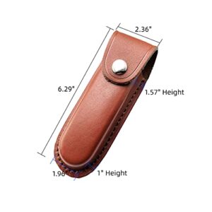 Multitool Sheath, Leather Knife Sheath Holster with Belt Loop, Tactical Knife Pouch Fit 5" Folding Knife, Pocket Knife Holder for Belt, Scabbard Pouch Bag for Swiss Army Knife Trapper Knife (Brown)