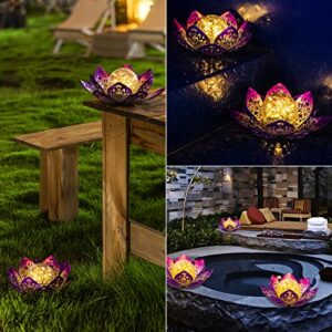 HUAXU Solar Outdoor Lights Garden Decor - Bright Lotus Flower Table Lamp, Waterproof Solar Lights for Patio Pathway Yard Balcony Outside Decorative