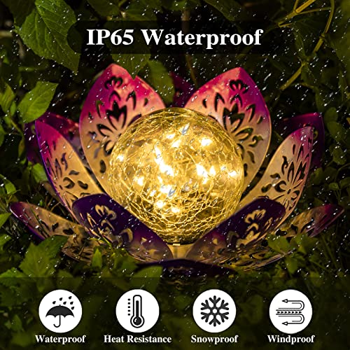 HUAXU Solar Outdoor Lights Garden Decor - Bright Lotus Flower Table Lamp, Waterproof Solar Lights for Patio Pathway Yard Balcony Outside Decorative