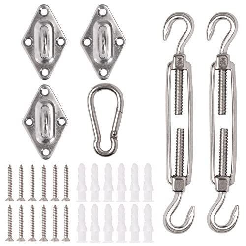 HongWay 30pcs Sun Shade Sail Hardware Kit, 6 Inch for Triangle Rectangle Sunshade Sail Installation, 304 Anti-Rust Stainless Steel, Triangle Shade Sails Accessory for Garden Outdoors, Patio Lawn