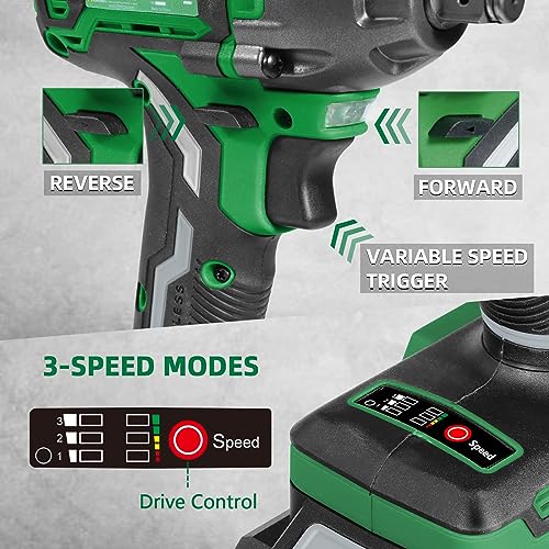 ALTOCRAFT Brushless Cordless Impact Wrench 1/2 Inch,20V High Torque Impact Gun, 4.0Ah Battery,280 ft-lbs(380 Nm),1 Hour Fast Charger,7 Sockets 3 Driver Bits,Belt Clip and Tool Bag