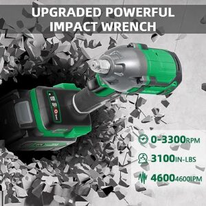 ALTOCRAFT Brushless Cordless Impact Wrench 1/2 Inch,20V High Torque Impact Gun, 4.0Ah Battery,280 ft-lbs(380 Nm),1 Hour Fast Charger,7 Sockets 3 Driver Bits,Belt Clip and Tool Bag