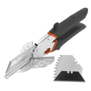 gartol multi angle miter shear cutter - multifunctional trunking shears for angular cutting of moulding and trim multipurpose quarter round cutter adjustable at 45 to 135 degree with spare 10 blades