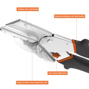 GARTOL Multi Angle Miter Shear Cutter - Multifunctional Trunking Shears for Angular Cutting of Moulding and Trim Multipurpose Quarter Round Cutter Adjustable at 45 To 135 Degree With Spare 10 Blades