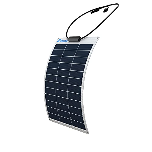 Nicesolar 50W 12V Flexible Solar Panel 50 Watt 12 Volt Semi-Flexible Bendable ETFE Monocrystalline Cell Mono PV Module for Marine Boat Trailer RV Cabin Van Car Uneven Surface Off Grid Battery Charge