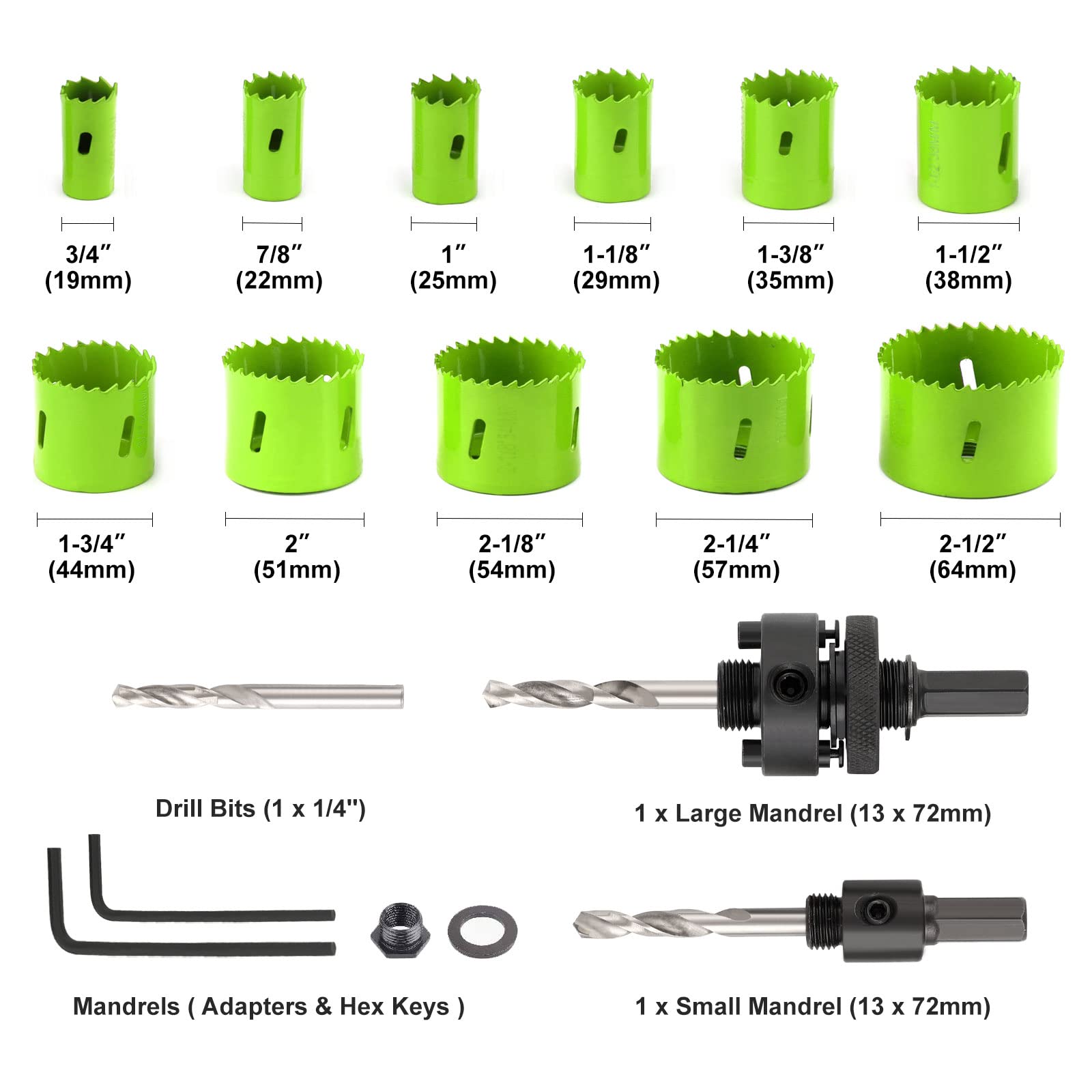 Yougfin Hole Saw Kit, 18 Pcs Bi-Metal Hole Saws Heavy Duty Hole Cutter with Carrying Case, Ideal for Metal, Cornhole Boards, Wood, Plastic, Drywall