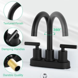 DANAE Bathroom Sink Faucet 4 Inch 2 Handle Centerset Utility Lavatory Vanity Faucet-Black