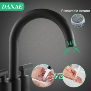 DANAE Bathroom Sink Faucet 4 Inch 2 Handle Centerset Utility Lavatory Vanity Faucet-Black