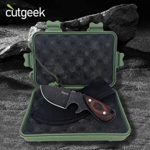 cutgeek FBS-3 Mini-Series Small Fixed Blade Knife 6-inch Overall Fixed Knife Outdoor Knife with Solid Wood Handle