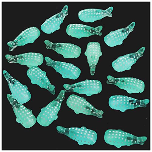 SQXBK Mini Whale Figurines 20PCS 11x27mm Blue Resin Miniature Spotted Shark Sculpture Statue Ocean Animal Antique Decorative for Terrariums Dollhouse Bonsai Fairy Garden Ornament DIY Micro Landscape