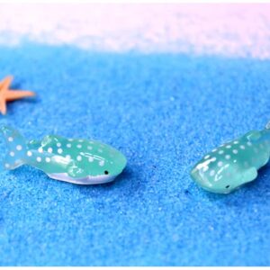 SQXBK Mini Whale Figurines 20PCS 11x27mm Blue Resin Miniature Spotted Shark Sculpture Statue Ocean Animal Antique Decorative for Terrariums Dollhouse Bonsai Fairy Garden Ornament DIY Micro Landscape