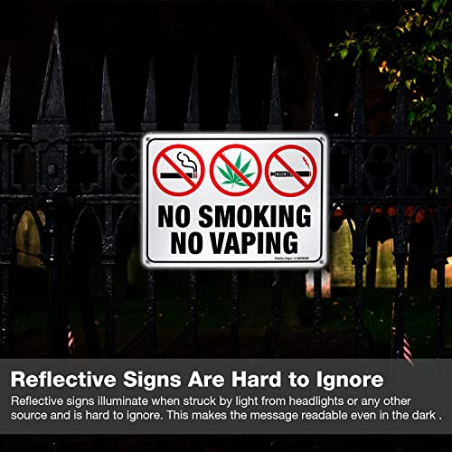 Faittoo No Smoking No Vaping Sign, 2-Pack No Smoking Vaping Symbol Signs, 10 x 7 Inches, Rust Free Aluminum, Reflective, UV Protected, Weather/Fade Resistant, Easy to Install, Indoor/ Outdoors Use