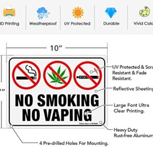 Faittoo No Smoking No Vaping Sign, 2-Pack No Smoking Vaping Symbol Signs, 10 x 7 Inches, Rust Free Aluminum, Reflective, UV Protected, Weather/Fade Resistant, Easy to Install, Indoor/ Outdoors Use