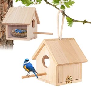 gindoor bird houses for outside clearance with pole, wood birdhouse blue bird house birdhouses for outdoors hanging garden patio decorative for swallow sparrow hummingbird finch throstle