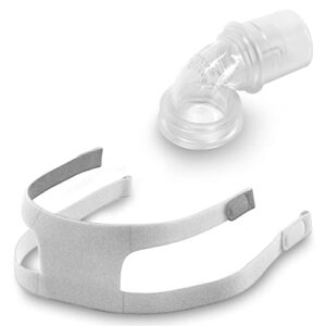 replacement headgear and elbow/swivel for dw - snug fit & no leaks, includes strap (no clips) & quick-release elbow for dw