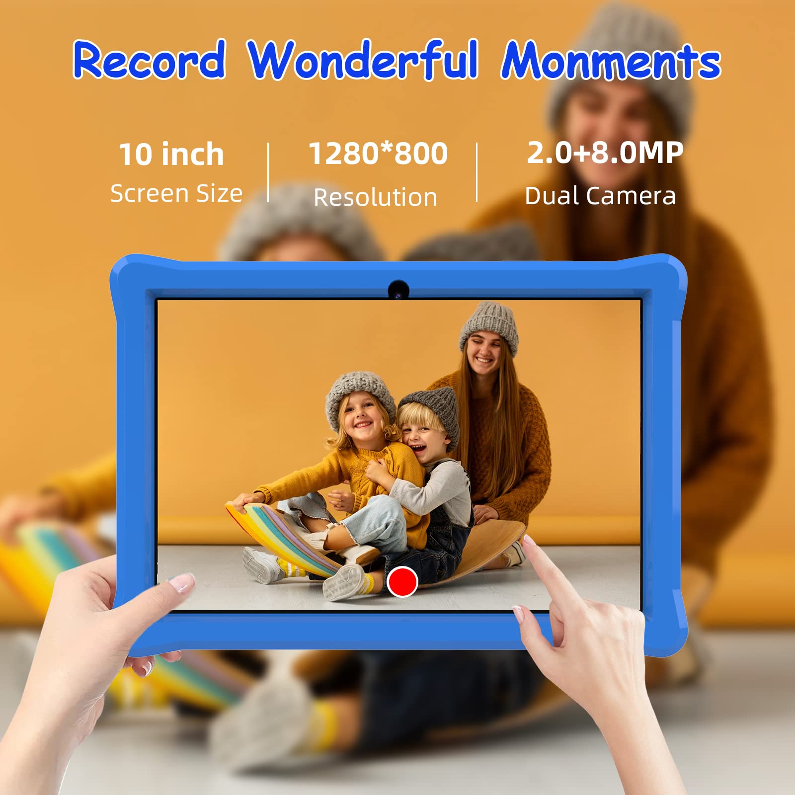 ZZB Kids Tablet 10 Inch Toddler Tablet, Android 11 Tablet for Boys Girls, 32GB Storage 2GB RAM, 6000mah Battery Quad-Core Processor Dual Camera WiFi Bluetooth, Parental Control APP, with Tablet Case.