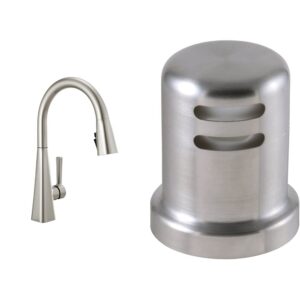 delta faucet lenta brushed nickel kitchen faucet (19802z-sp-dst) and delta faucet accessory air gap (72020-ss)