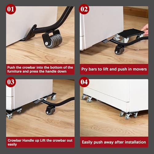 Furniture Movers with 4 Wheels,MrBullock Furniture Dolly for Moving Heavy Duty,360 Rotation Wheels 2200 Lbs Capacity,Furniture Lifter Tool Set for appliances,Refrigerator, Sofa, Cabinet,Bed