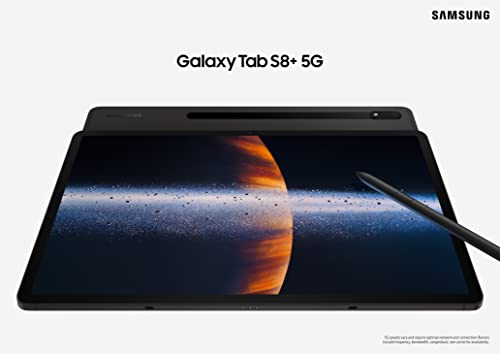 Samsung Galaxy Tab S8+ 5G LTE AT&T Android Tablet, 12.4” Large AMOLED Screen, 128GB Storage, Wi-Fi 6E, Ultra Wide Camera, S Pen Included, Long Lasting Battery, Graphite -SM-X808UZAAATT (Renewed)