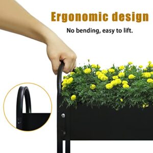 aboxoo Double Planter Raised Beds with Legs,Outdoor Metal Tall Planter Box Elevated Garden Bed for Vegetables Flower Herb Patio Backyard(22.6" L x 8.9" W x 31.5" H)