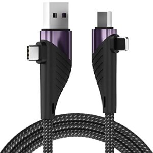 usb c multi fast charging cable, pd 65w nylon braided cord 4 in 1 5a usb a/c to c/l fast sync charger adapter compatible with laptop/tablet/phone (4ft)