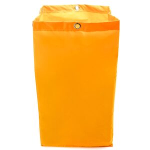 QWORK Janitorial Cart Bag, 24 Gallon Waterproof Large Capacity Padded Housekeeping Commercial Replacement Cleaning Cart Bag for Collecting Trash or Clothing (Yellow), 2 Pack