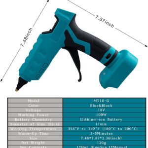 100W Cordless Hot Glue Gun for Makita 18v Lithium Battery (Battery NOT Included) with 20 Glue Sticks Portable Battery-Powered Glue Gun for Arts & Craft DIY Project & Festival Decoration