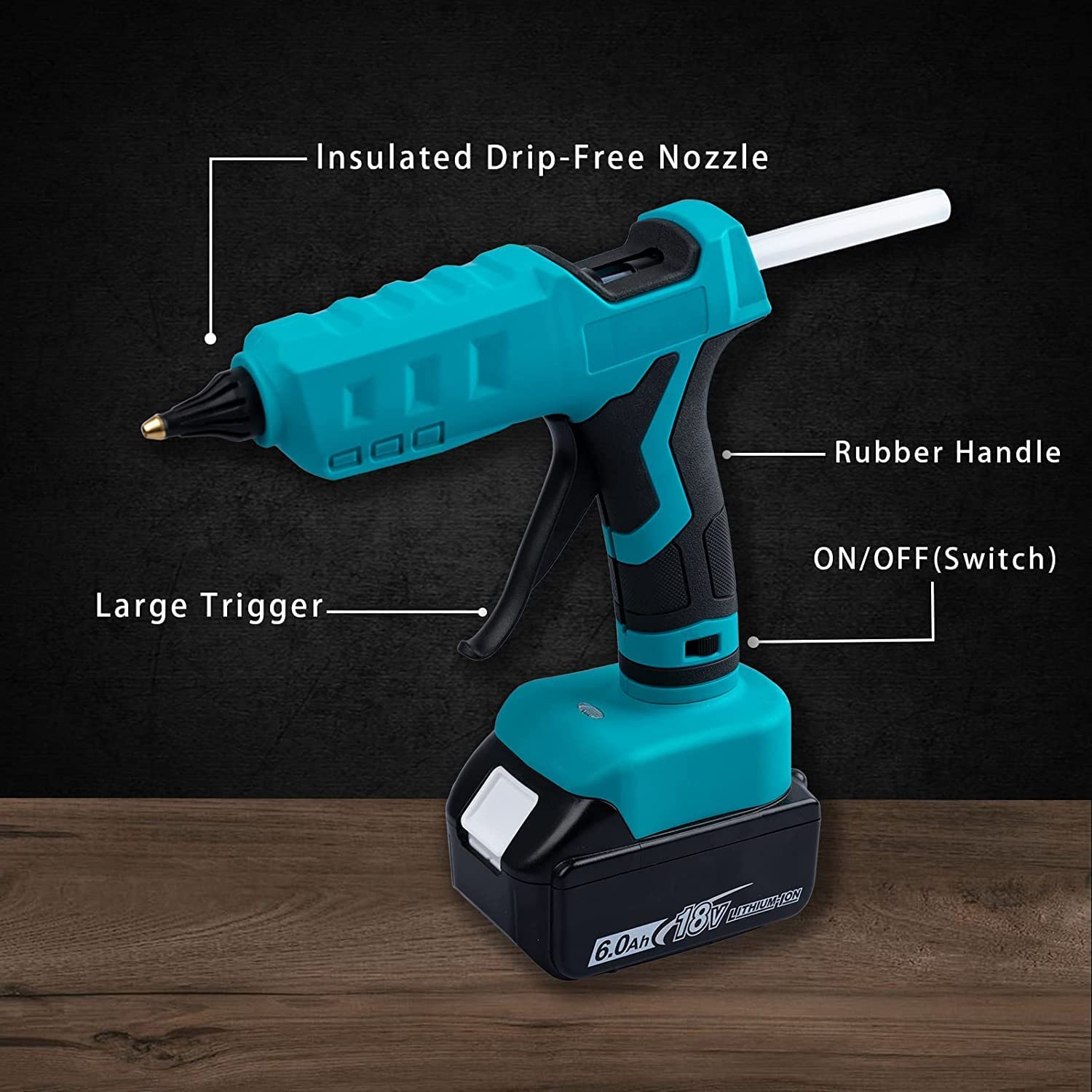 100W Cordless Hot Glue Gun for Makita 18v Lithium Battery (Battery NOT Included) with 20 Glue Sticks Portable Battery-Powered Glue Gun for Arts & Craft DIY Project & Festival Decoration