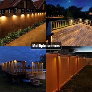 Solar Lights for Fence with 8 Solid Colors, Warm White Solar Wall Lights Outdoor Waterproof, Fence Lights Solar Powered, Outdoor Decor Accent ligths for Patio, Pool, Fence Line, Backyard. (8pack)