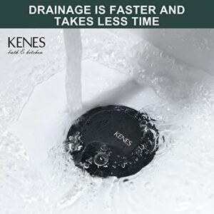 KENES Bathroom Sink Drain Stopper Pop up Sink Drain with Overflow, Matte Black Pop Up Drain Stopper Anti Clog Pop Up Drain Stopper for Vanity Vessel Sink