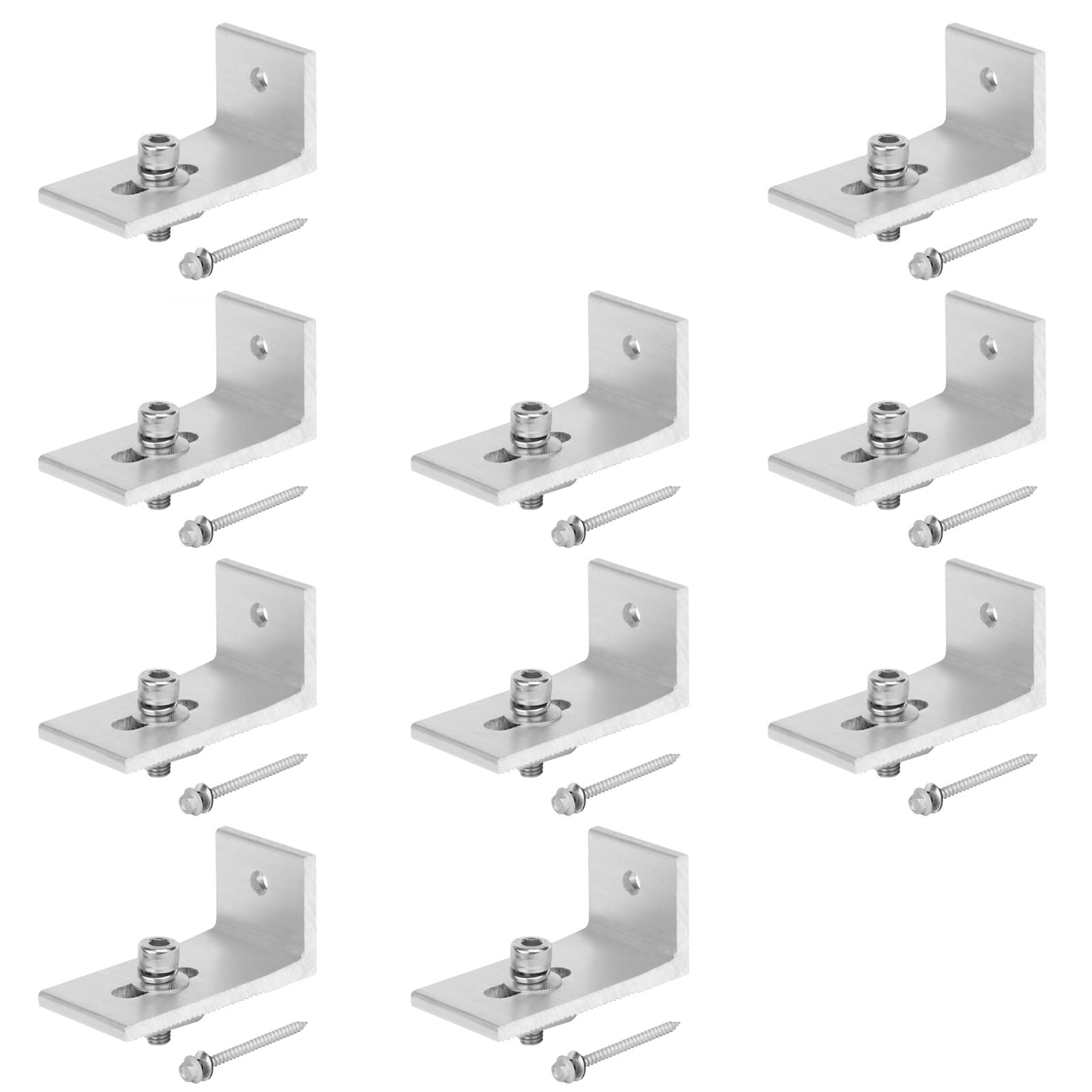 10 Pcs Solar Panel Mounting L Bracket, Thickness 5.3mm Aluminum Alloy 6005 Support Hardware, for RV Boat Off Grid Roof, Solar Panel Motor Home Roof