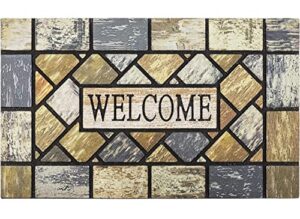 mtouock welcome mats outdoor, 17 * 30" front door durable mat for non slip rubber outdoor home entrance, geometric shape style outside entry