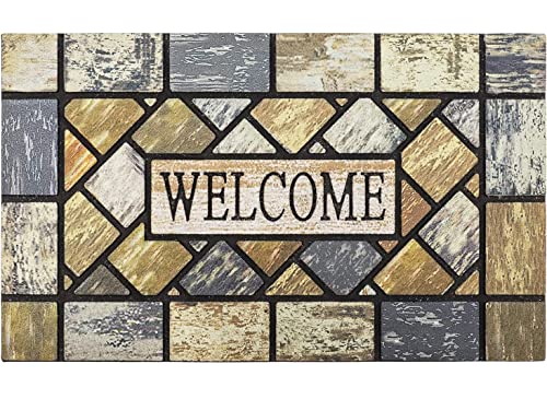 MTOUOCK Welcome Mats Outdoor, 17 * 30" Front Door Durable Mat for Non Slip Rubber Outdoor Home Entrance, Geometric Shape Style Outside Entry