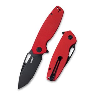 kubey tityus ku322j folding pocket knife with 3.39" drop point blade g10 handle for outdoor camping everyday carry