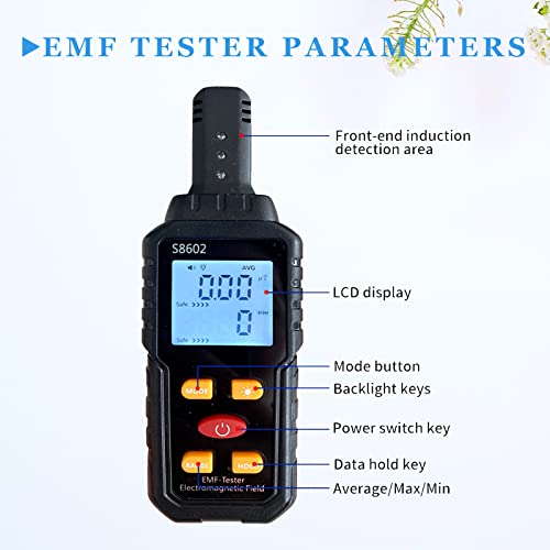 Justmetr EMF Meter, 3 in 1 Digital EMF Tester, Electromagnetic Field Radiation Detector Hand-held LCD EMF Detector for Home EMF Inspections, Office, Outdoor and Ghost Hunting…
