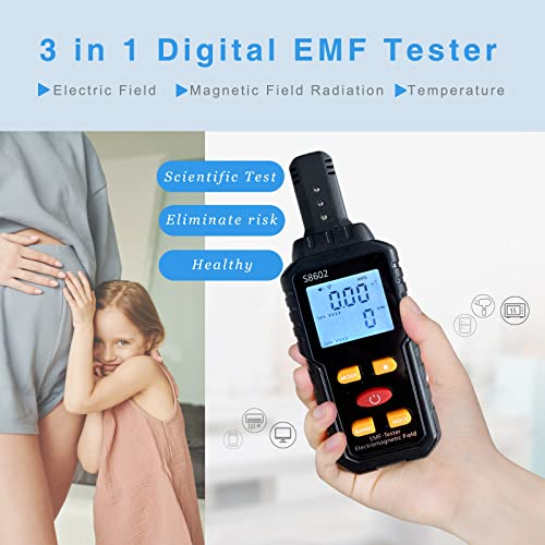 Justmetr EMF Meter, 3 in 1 Digital EMF Tester, Electromagnetic Field Radiation Detector Hand-held LCD EMF Detector for Home EMF Inspections, Office, Outdoor and Ghost Hunting…