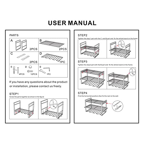 EMENTOL Power Tool Organizer, Drill Holder Wall Mount, Garage Tool Rack, Removable Design, for Power Tool, Screwdriver, Cordless Drill Storage