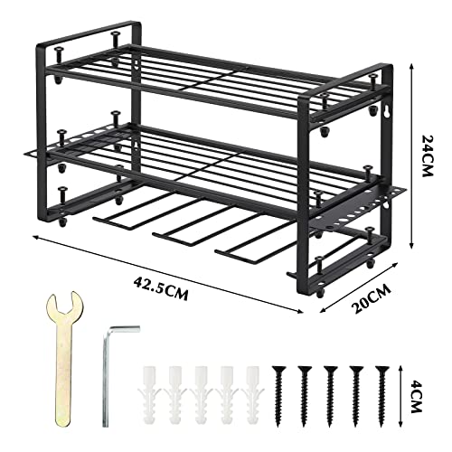 EMENTOL Power Tool Organizer, Drill Holder Wall Mount, Garage Tool Rack, Removable Design, for Power Tool, Screwdriver, Cordless Drill Storage