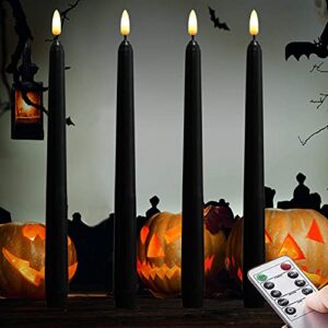 nonno & zgf 4 pack black 11'' led wax covered taper candles, use 2-aa battery(not included runs 200 hours,remote control, flameless battery operated decor candle, warm white led